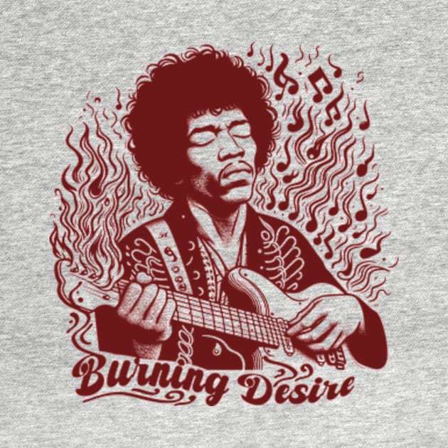 tshirt mug, sticker, print, Jimi Hendrix: Burning Desire by Ken Savana